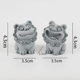 1 Pair Chinese Legend God Beast Statue Cute Gatekeeper God Stone Sculpture Spirit Beast Lion Gardening Fish Tank Micro Landscape