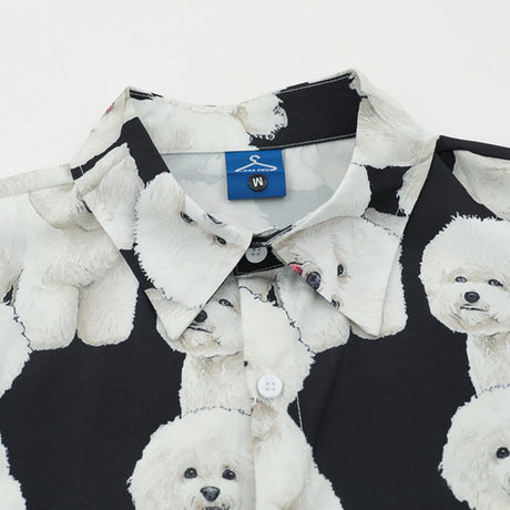Dogs Graphic Shirts Mens Summer Casual Shirts Loose Short Sleeve Button Up Blouse Streetwear Harajuku Hip Hop Shirts for Male - Lootquake