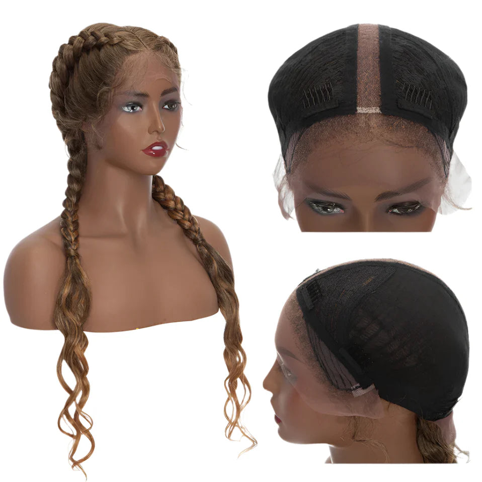 26" Dutch Braids Lace Front Wig | My-Lady Cornrow Afro Wig | Synthetic African Braided Wig | Wavy Texture