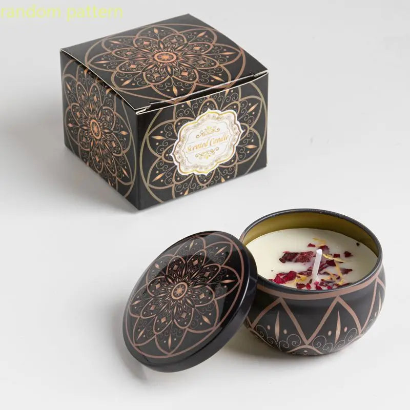 Velas aromáticas de osmanthus y gardenia con pétalos. Pequeñas velas aromáticas románticas para cumpleaños de niñas. Aromaterapia para el hogar.