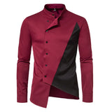 Fashion Irregular Shirts for Men Stitching Color Mens Shirts Business Casual Long Sleeve Shirts Men Clothing - Lootquake