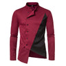 Fashion Irregular Shirts for Men Stitching Color Mens Shirts Business Casual Long Sleeve Shirts Men Clothing - Lootquake