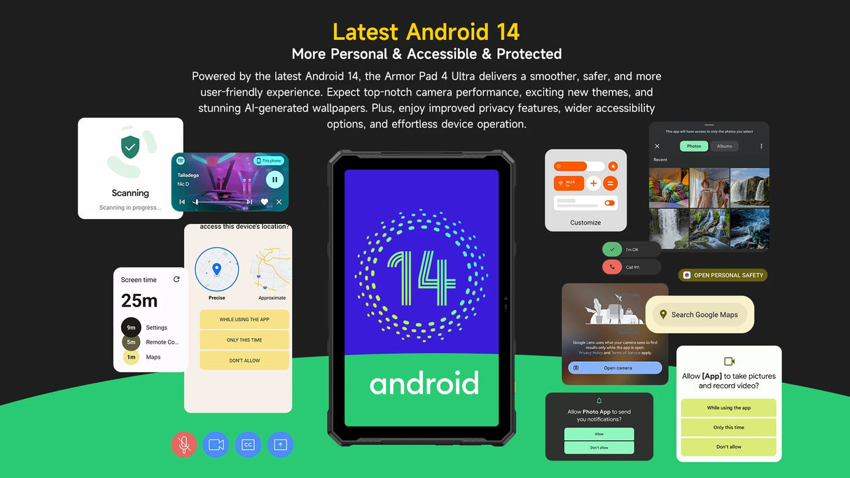 Tablette robuste Ulefone Armor Pad 4 Ultra 5G, écran 10,36 pouces, 2K, jusqu'à 16 Go de RAM, 256 Go de ROM, Android 14, 11 800 mAh