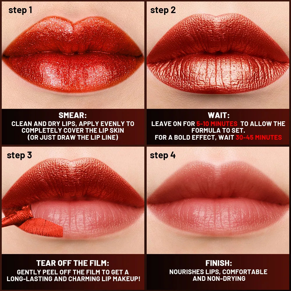 5Color Liquid Peel-off Lip Gloss Waterproof Long-lasting Matte Lipstick Non-stick Cup Makeup Moisturizing Lip Tattoo Pigment
