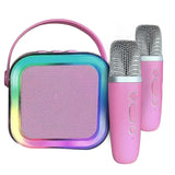 Máquina de karaoke Bluetooth 5.3 con micrófono inalámbrico y luces LED ajustables, mini altavoz para niños y adultos.