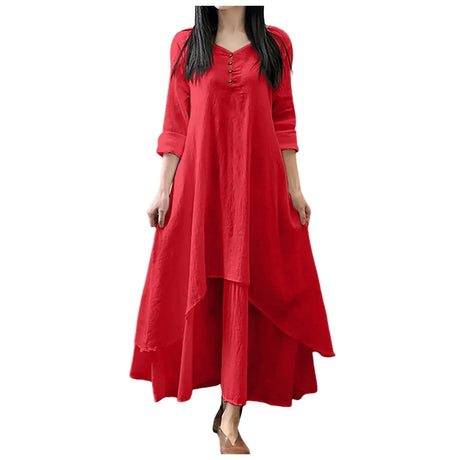 Women Elegant Linen White Dresses Bohemia Layering Vintage Robe Long Sleeve Loose Long Dress Female Autumn Vestidos - Lootquake