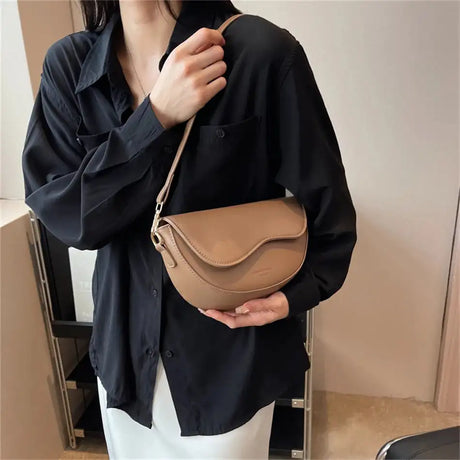 Small PU Leather Saddle Armpit Bags for Women 2024 Summer Chain Shoulder Crossbody Bag Ladies Vintage Underarm Handbags bolsa - Lootquake