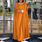 VONDA 2024 Elegant Women Satin Long Dress Autumn Maxi Sundress Elegant O-Neck 3/4 Bat Sleeve Casual Vestido Party Robe Oversize - Lootquake