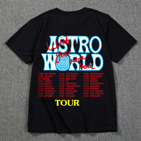 New Summer Hip Hop T Shirt Men Women Cactus Jack Harajuku T-Shirts WISH YOU WERE HERE Letter Print Tee Tops - Lootquake