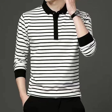 Long Sleeve Baggy Korean Autumn Male Sweatshirts Luxury Winter Harajuku Fashion Pullover Elasticity Elegant New Mens Polo Shirts - Lootquake