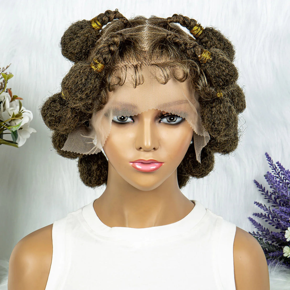 6" Afro Bob Box Braids Wig | HD Full Lace Bubble Braids