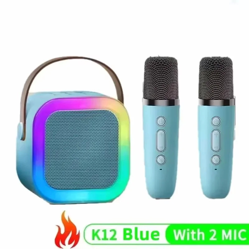 Machine de karaoké Bluetooth K12, système de haut-parleurs PA portable 5.3 avec 1 à 2 microphones sans fil, chant familial à domicile, cadeaux pour enfants