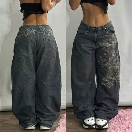 Streetwear Fashion New Multi-pocket Washed Baggy Jeans Men And Women Y2K Hip-hop Harajuku Casual Gothic High Waist Wide Trouser - Lootquake