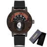 Reloj de madera natural para hombre, con brújula y esfera giratoria, de madera de nogal, ébano y bambú, de cuarzo, color marrón