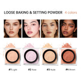 Polvos sueltos de maquillaje rosa, transparentes, naturales, para acabado facial, profesionales, con control de grasa, resistentes al agua, mates, fijadores.