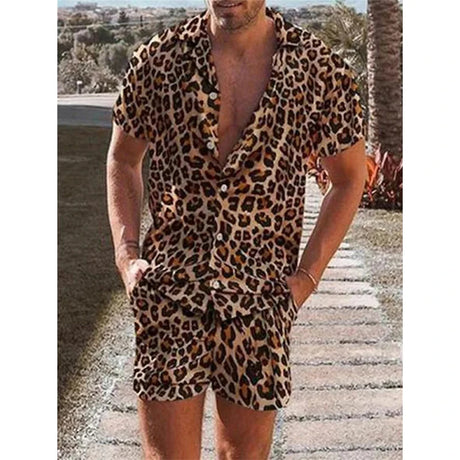Leopard Print Shirt For Men Short Sleeve Male T-shirt Tops Summer Casual All-match Hawaiian Beach Shirts Mens Plus Size Tees - Lootquake