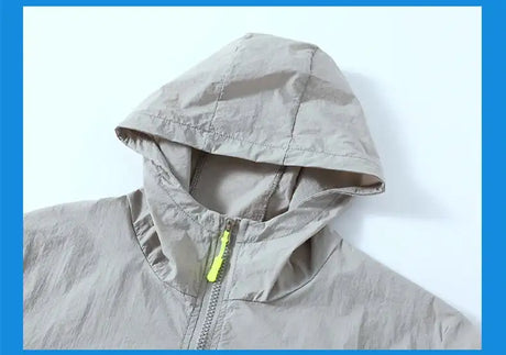2023 Summer Men's Windbreaker Big Size Sun Protection Clothing Korean Style Ultra-thin Streetwear Zipper Hooded Jackets Man - Lootquake