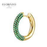 Pendientes de plata de ley 925 con microincrustaciones de circonitas en forma de aro y hebilla geométrica de lujo, joyería de moda, regalo al por mayor