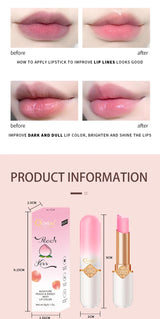 O'CHEAL Color Fruit Lipstick Peach Temperature Changing Lip balm Moisturizing Waterproof Long Lasting Moisturizes Lip Balm