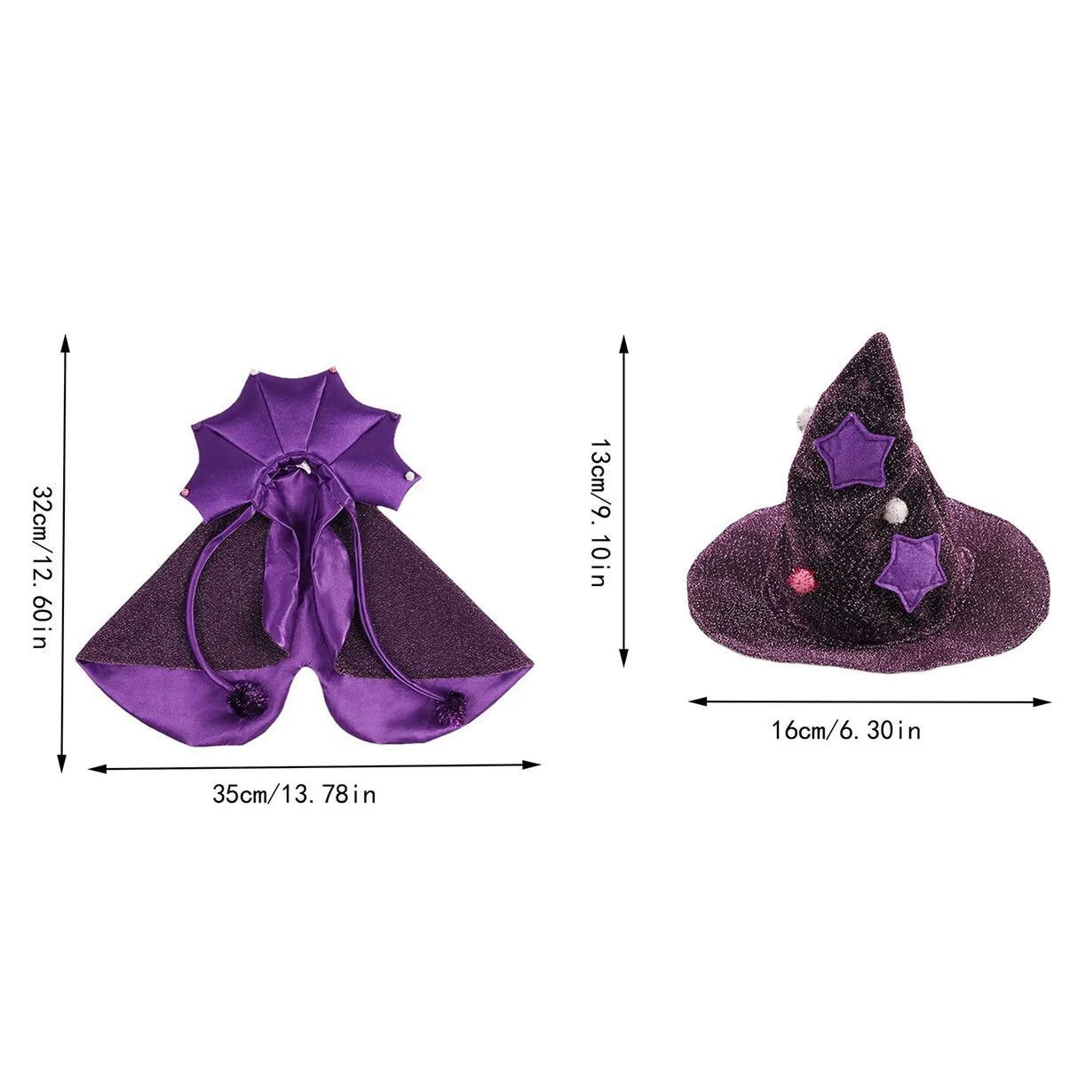 Halloween Pet Costume For Cat Purple Witch Costume Fun Cat Witch Costume Small Dog Outfit Cloak And Hat Set Pet Cos Clothes