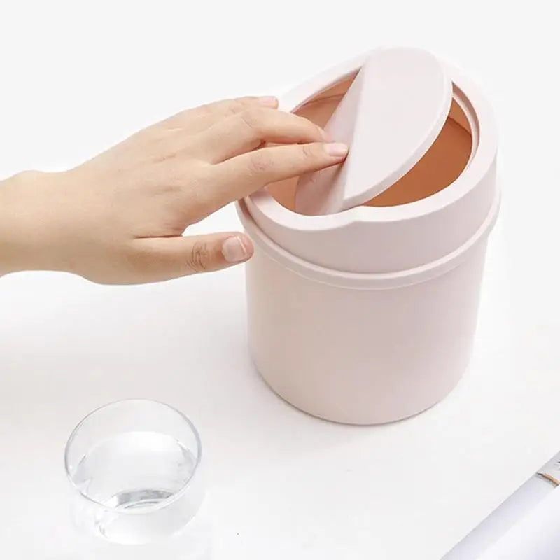 universal Waste Bin with Lid Desktop Office Organizer Storage Home Garbage Basket Container Table Trash Bin Small Trash Can