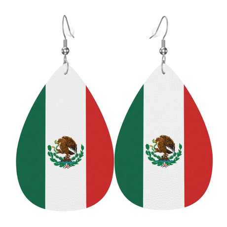 Mexico Flag Leather Earrings Dangle Earrings Lightweight Teardrop Earrings For Women - Lootquake