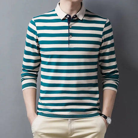 Male Sweatshirts 100℅ Cotton Pullover Stripe Business Formal Red Mens Polo Shirts Clothing Deals High Quality New Luxury Sale Xl - Lootquake