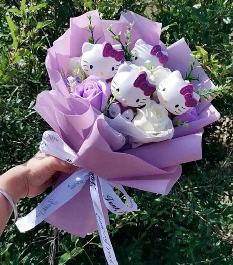 Hello kitty cartoon cute bouquet gift wholesale Valentine's Day birthday gift Kawaii anime doll bouquet for girlfriend new style - Lootquake