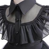Halloween Wednesday Cosplay Costume 0-6-year-old Baby Fashion Hollow lace princess dress carnival girls black evening dress