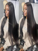 46-50 Inch | 13x6/13x4 Lace Width | Bone Straight | Brazilian | Remy Hair | HD Transparent Lace Frontal Wig - 200% Density