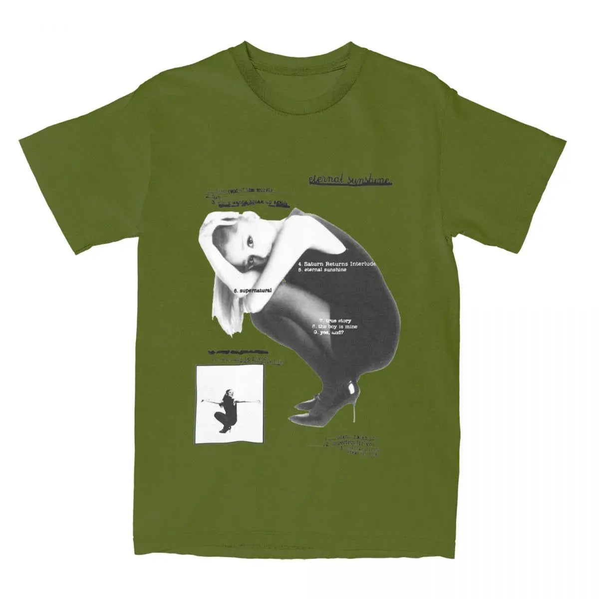 Mens T Shirt Ariana Grandes Eternal Sunshine Tracklist Album T-Shirts 2024 Music Tour Tee Shirt Casual Cotton Clothing Plus Size - Lootquake