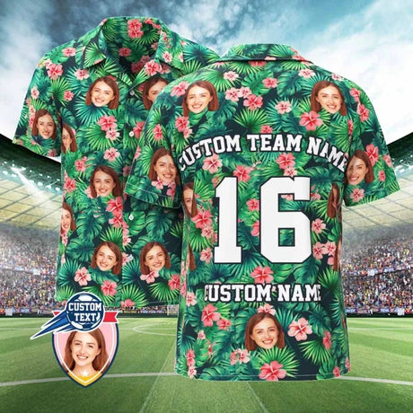 2025 Custom Photo Face Name Hawaiian Shirt Personalized Diy Text Beach Shirt Gift Mens Designer Shirts Customize Club Jersey - Lootquake