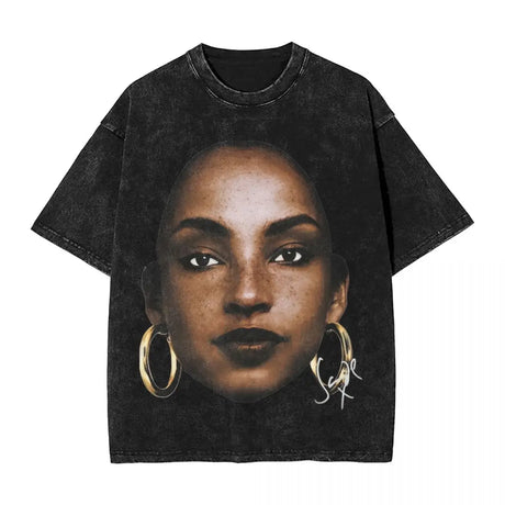 Retro Sades Singer Washed T Shirts Streetwear Hip Hop Novelty T-Shirt Tees Tops Men Women Cotton Harajuku Summer - Lootquake