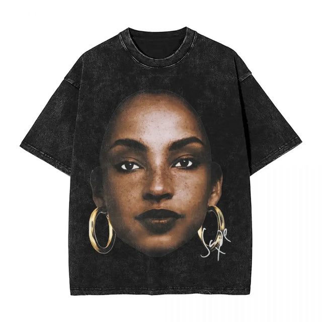 Retro Sades Singer Washed T Shirts Streetwear Hip Hop Novelty T-Shirt Tees Tops Men Women Cotton Harajuku Summer - Lootquake
