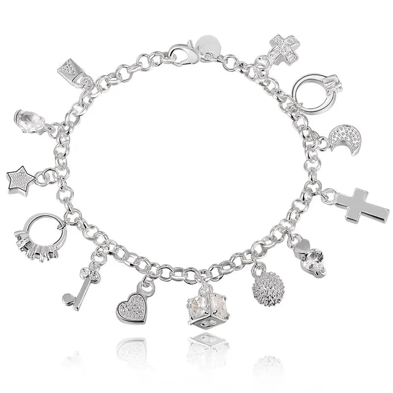 Fashion charm 925 Sterling Silver Bracelet for man woman Twisted rope chain fine jewelry Wedding party Christmas gift - Lootquake
