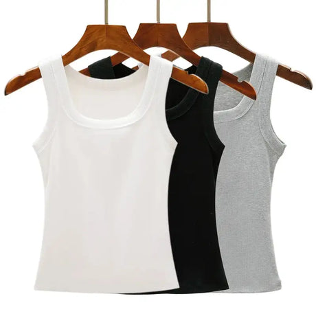 Camisole Tank Soft Cotton Top Women Summer Outfits Tight And Sexy Tank Top Knitted Bottom Shirt And Sleeveless Top For Outerwear - Lootquake
