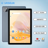 Tablette VASOUN Android 14 10,1", 12 Go (6+6 extensibles) RAM, 128 Go ROM, Octa Core, double SIM 4G débloquée avec Wi-Fi 2,4G/5G GPS