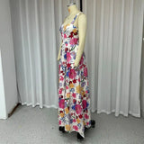 Ellafads Long Dress Women Summer Sweet Elegant Suspender Sleeveless Multicolor Printed Nipped Waist Evening Party Long Dresses - Lootquake