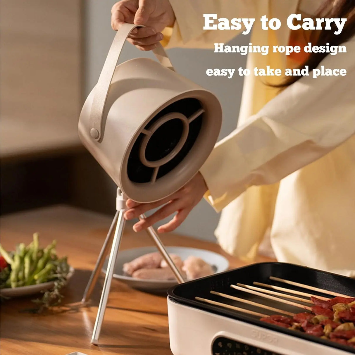 Desktop Range Hood, Portable Range Hood with 3 Speed Adjustment, Detachable Filter Screen Adsorbed Oil, Mini Range Hood Kitchen