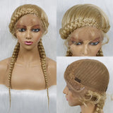 24" Dutch Cornrow Box Braid Wig | Lace Front Synthetic Wig with Baby Hair | Afro Wig for Black Women | High-Temp Fiber