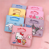 Kawaii Hello Kitty Cinnamoroll My Melody Kuromi Sanrio New Pu Casual Money Bag Coin Purse Card Holder Wallet With Buttons - Lootquake