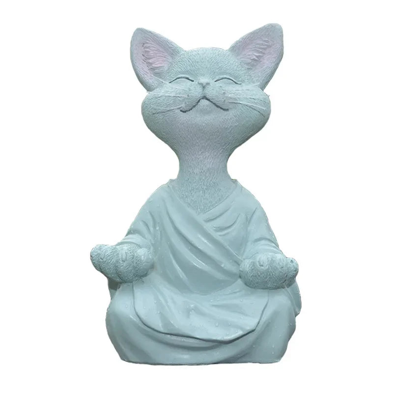 Meditation Cat Sculpture Garden Decoration Resin Yoga Sitting Zen Cat Home Ornament Outdoor Garden Figurine Home Decorations