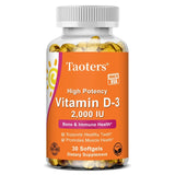 Vitamina D3 2000 UI 50 mcg Cápsulas de vitamina D3 Función muscular saludable Ayuda a mantener la salud inmunológica Huesos y dientes fuertes