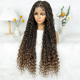 32" Natural Boho Knotless Braids Wig | HD Lace Front | Baby Hair | Synthetic