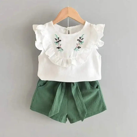 Bear Leader New Summer Casual Children Sets Chiffon Flowers Blue T-shirt Pants Girls Clothing Sets Kids Summer Set for 3-7 Years - Lootquake