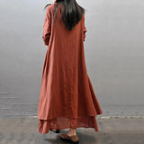 Women Elegant Linen White Dresses Bohemia Layering Vintage Robe Long Sleeve Loose Long Dress Female Autumn Vestidos - Lootquake