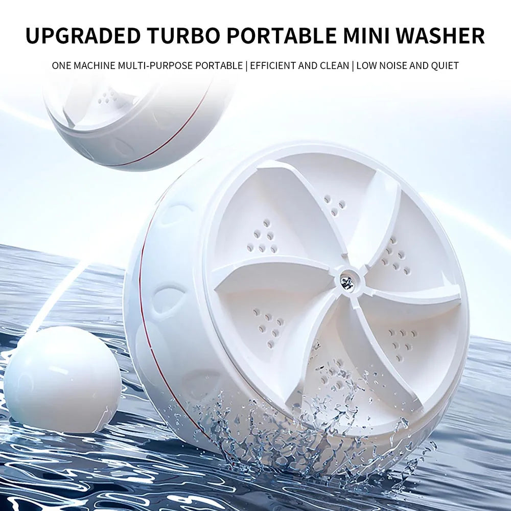 Mini lavadora portátil turbo de alta potencia de 60 W, lavadora ultrasónica para apartamentos, camping, viajes, ropa interior, calcetines, USB
