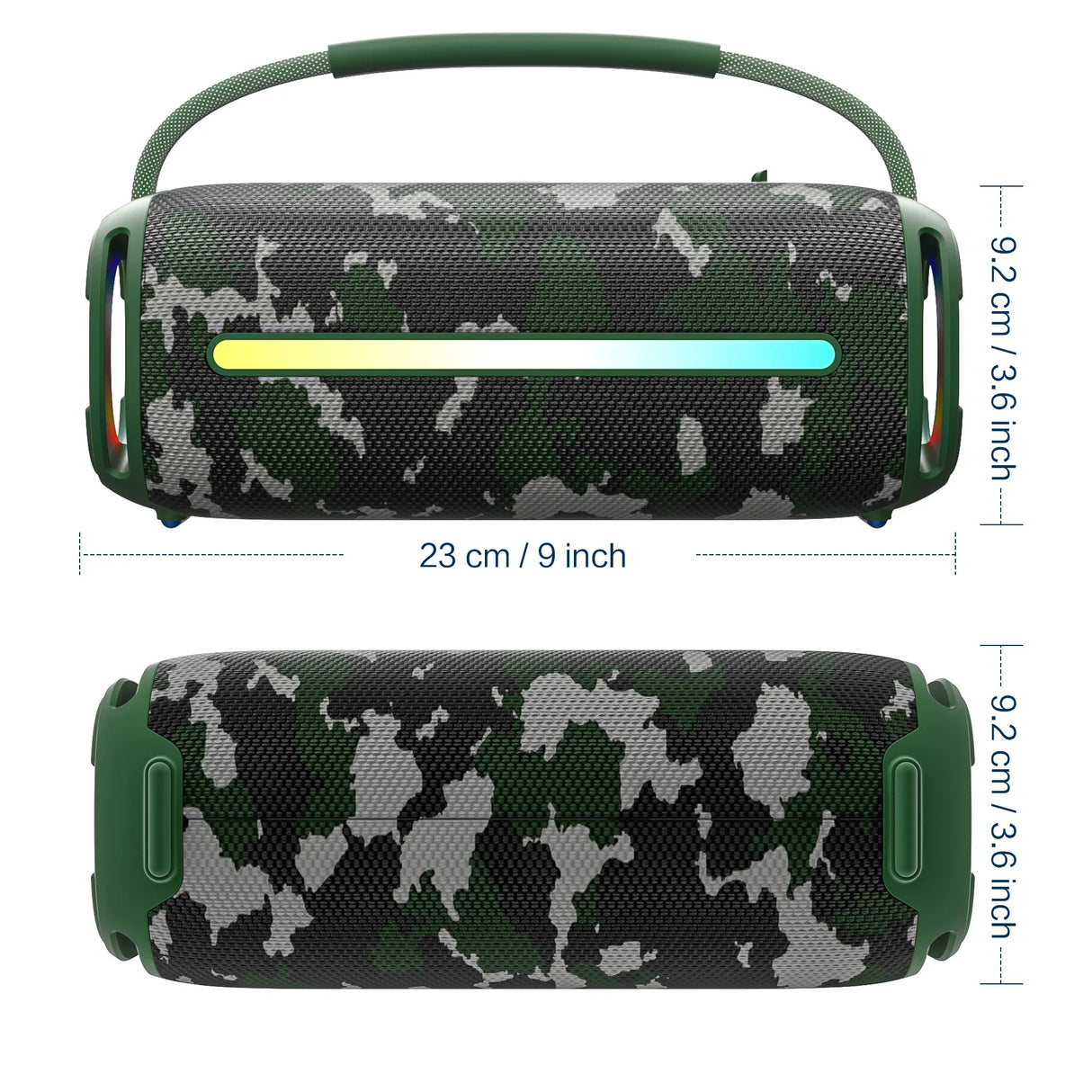 Altavoz inalámbrico portátil Bluetooth 53 para exteriores, resistente al agua IPX6, altavoz de alta potencia con linterna RGB y subwoofer.