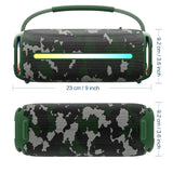 Altavoz inalámbrico portátil Bluetooth 53 para exteriores, resistente al agua IPX6, altavoz de alta potencia con linterna RGB y subwoofer.