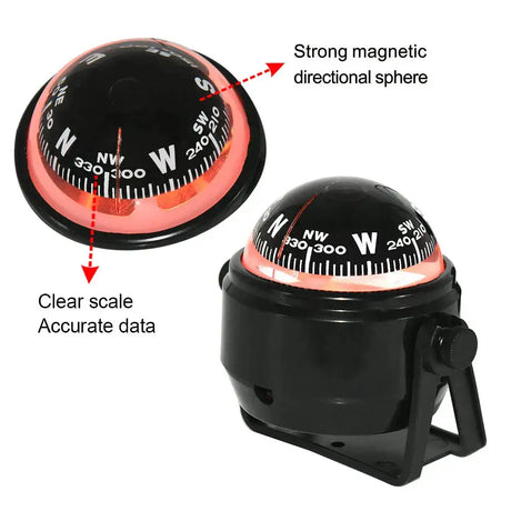 Navigation Car Compass For Marine Car Boat Pivoting Electronic LED Light Guide Ball Vehicle Navigation Tool Compass Accessories - Lootquake